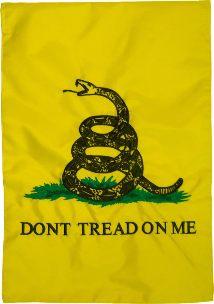 Don't Tread On Me Gadsden Applique & Embroidered Garden Flag Patriotic 12.5" x 18"