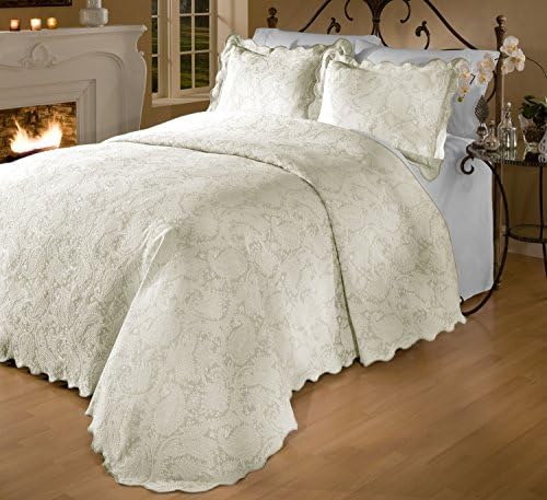 RoyCroft Prada Portuguese Matelasse Bedspread/Sham Set, Full Size, Natural