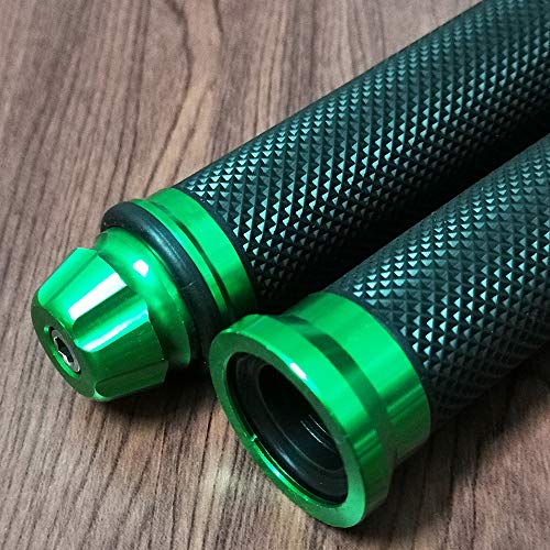 Yibid Motorcycle Universal Motorcycle Aluminum & Rubber Hand Grips for 7/8" 22mm Handlebar Sports Bike Chopper Cruiser Street Bike (Green Thruster Grips)