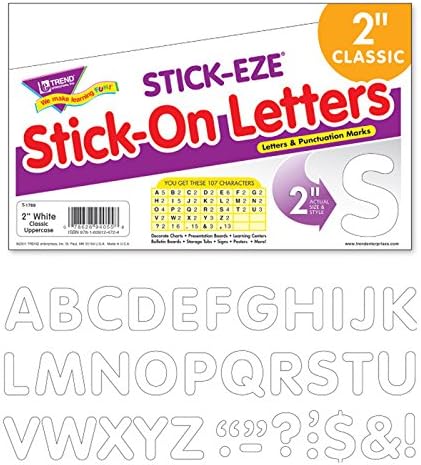 Trend Enterprises Inc. White 2" Stick-Eze Stick-On Letters