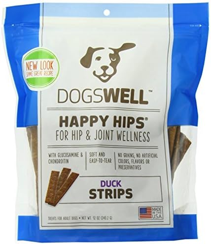 Dogswell Happy Hips Duck Jerky Strip Dog Treat, 12 Ounce (2 Pack)