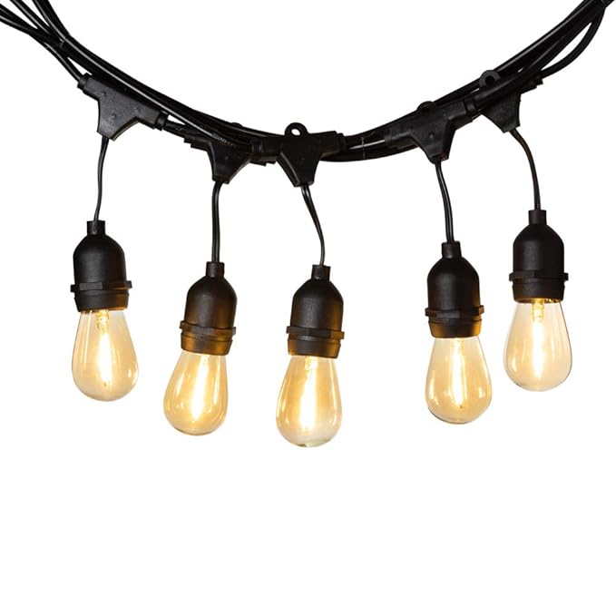 Lubanida - Premium Lichterkette Outdoor Erweiterungsset - 10 Edison LED Glühbirnen (5m) enthalten - Warmes Licht - Bernsteinf
