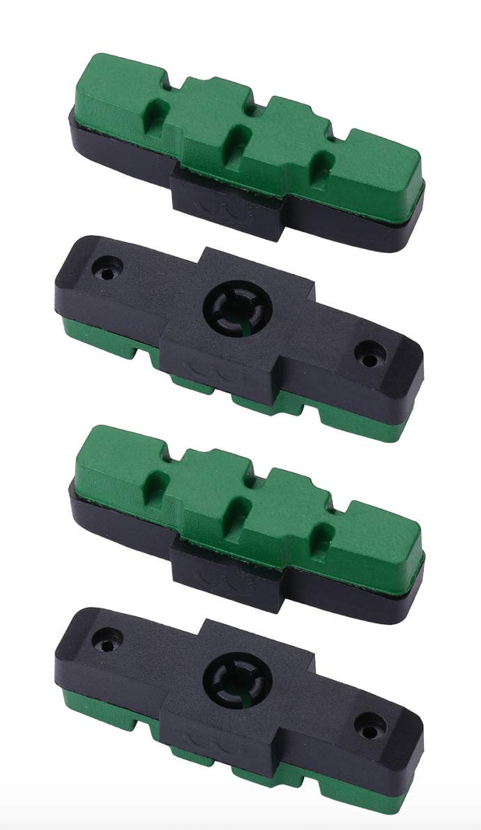 BBB Cycling Unisex's BBS-09E Hydro Stop Quality Brake Shoes for Electric Bikes, 2 Pairs (4 Pieces), One Size, E-bike, Green