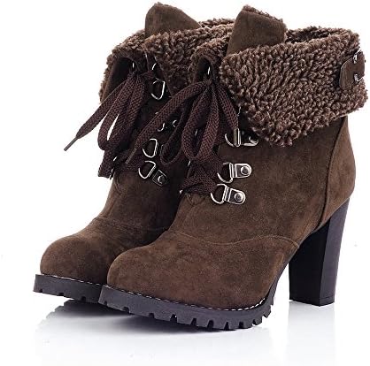 Women Winter Autumn Fashion Sexy Platform High Heels Lace Up Suede Ankle Motorcycle Martin Boots