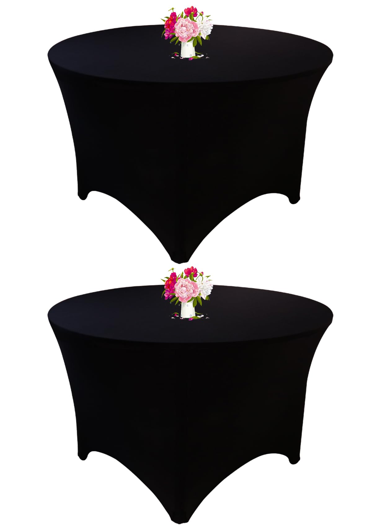 Photo 1 of JALANCY 2 Pack 5FT Round Spandex Tablecloth 60" Round Elastic Table Cover Washable Wrinkle Resistant Fitted Table Cloth for Wedding Party Birthday Banquet Bar Events(Black)