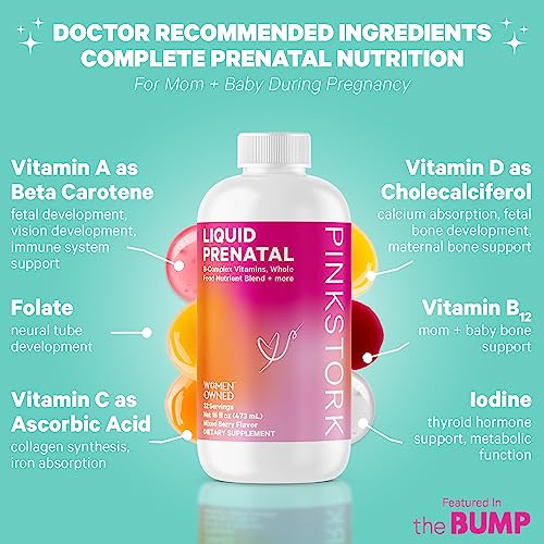 Pink Stork Liquid Prenatal Vitamins for Women with Organic Whole Food