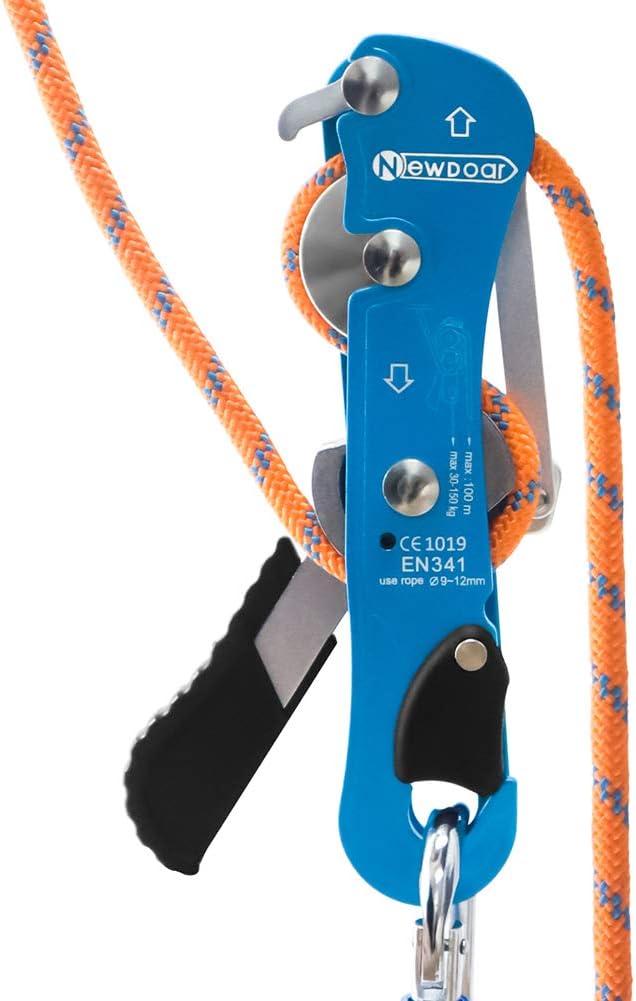 NewDoar Climbing Stop Descender Rappelling Belay for Ropes 9-12mm The Novices for Rescue & Arborist CE Certification(Blue) : Sports & Outdoors