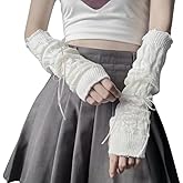 POHADON Women Cute Knitted Arm Warmers Lace Up Bow Fingerless Gloves Harajuku Fashion Arm Sleeve Lolita Y2k Accessories