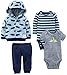 Simple Joys by Carter's Baby Boys' 4-Piece Fleece Jacket, Pant, and Bodysuit Set, Blue, Dinosaur, 3-6 Months
