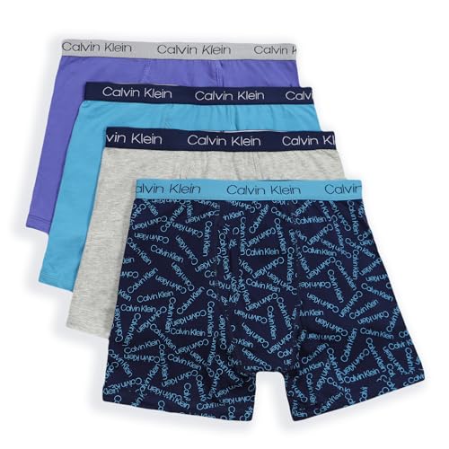 Calvin Klein Kids Boys' Modern Cotton Boxer Brief Underwear 4-Pack, Blue Moon P…