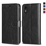 OCASE iPhone XR Case [TPU Shockproof Interior Protective Case] [Card Slot] [Kickstand] Leather Wallet Flip Case for iPhone XR Devices 6.1 Inch - Black