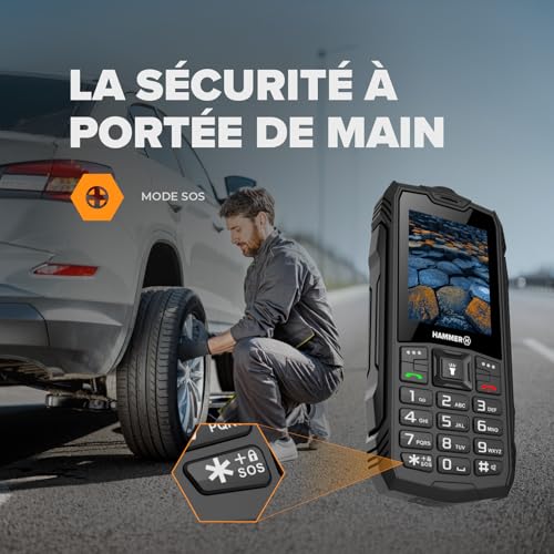 Hammer H Basalt all carriers 0.32GB Unlocked Unlocked Portable Phone IP68 Waterproof Shockproof Dual SIM Battery 1800 mAh Big Button FM Radio MP3 Camera Flashlight Black