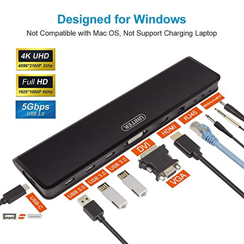 image for UNITEK USB 3.0 Universal Laptop Docking Station, Dual Monitor HDMI and