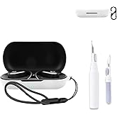for Raycon RBO725 Open Earbuds Case Cover,NOUKAJU Earphone Protective Cover(with Carabiner + Lanyard + Cleaning Pen) Drop-Proof,Shock-Proof,Dust-Proof,Protective Case for Raycon Open Earbuds(White)