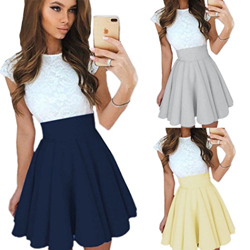 ECOWISH-Sommerkleid-Spitze-Kleid-Damen-Cocktailkleid-Festlich-Partykleid-A-Linie-rmellos-Knielang