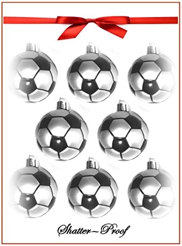 2016 Soccer Christmas Holiday Sport Ornaments with Hangers - (8-Pack/Shatterproof)