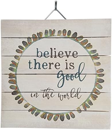 Imprints Plus There is Good Wood Sign, 12"  x 12"  Rustic Home Decor Plaque with Hanger Bundle 48-03015