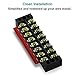 MILAPEAK Terminal Block and Strip - 4 pcs 8 Positions 600V 25A Dual Row Screw Terminals Strip with Cover + 8 pcs 400V 25A 8 Positions Pre-Insulated Terminal Barrier Jumper Strips Black & Red