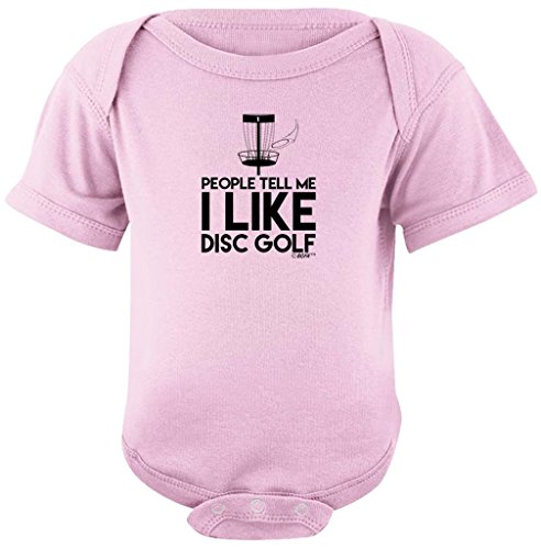Funny Baby Clothes People Tell Me I Like Disc Golf Bodysuit 6 Months Pink - Thumbnail 3