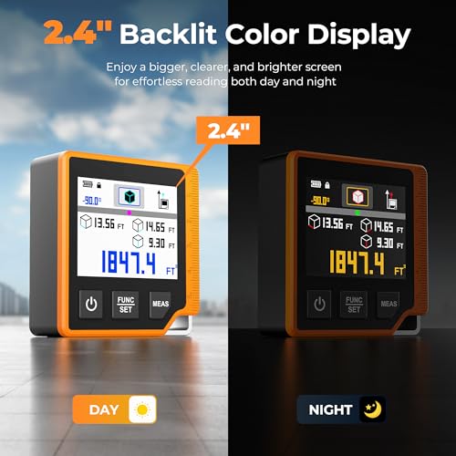 CIGMAN Digital Laser Tape Measure, 80M Laser Measure Device with LCD Backlit, Laser Point, Tilt angle measurement, M/In/Ft Unit Switch, Elect Level Bubble, Rechargeable 1000mAh Battery