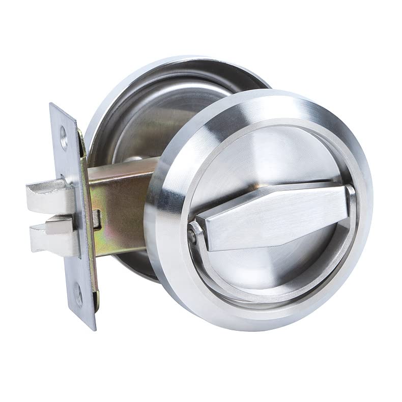 Photo 1 of WANLIAN Round Pocket Door Lock,Passage Door Handle Lock Knobs Lockset-No Keys,Privacy Door Latch Lock,Stainless Steel 304 Storeroom Locks,Bed Room,Kitchen,Bathroom,Laundry Room Doors Privacy Lock