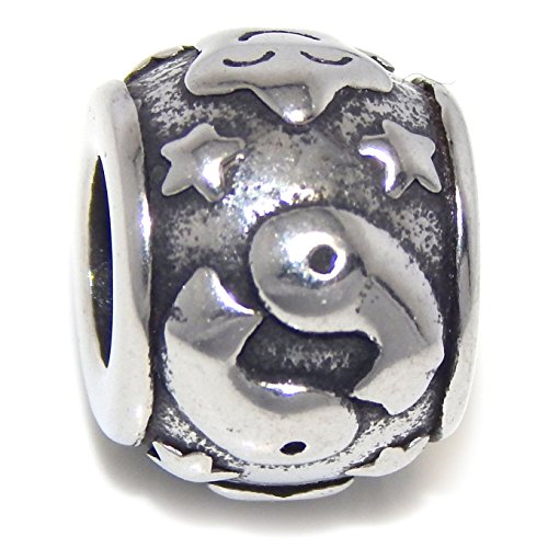 Stainless Steel Pisces Zodiac Sign Spacer Charm Bead for European Snake Chain Bracelets