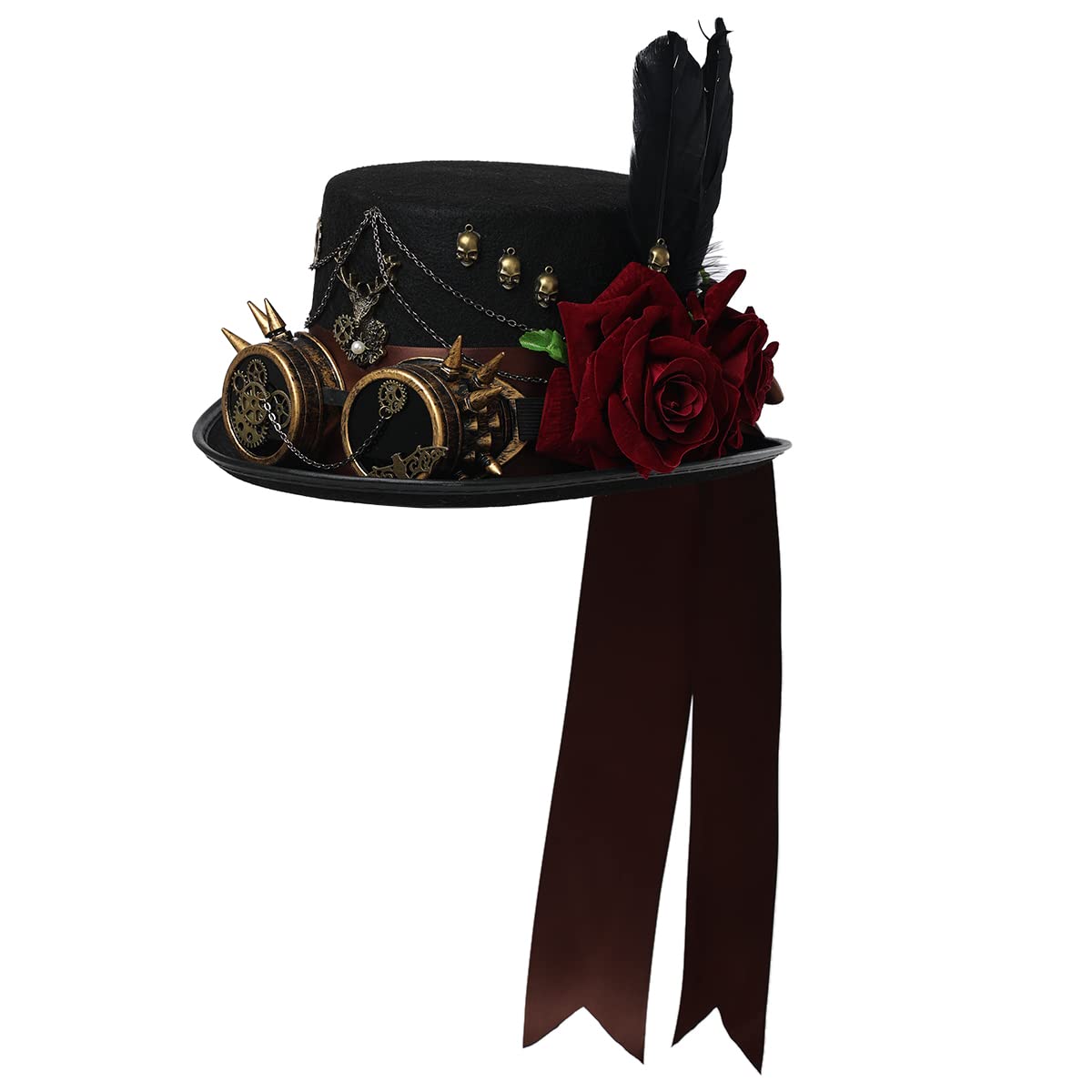 Photo 1 of COSDREAMER Women Men Steampunk Top Hats with Goggle Halloween Costume Hats (58cm, A)