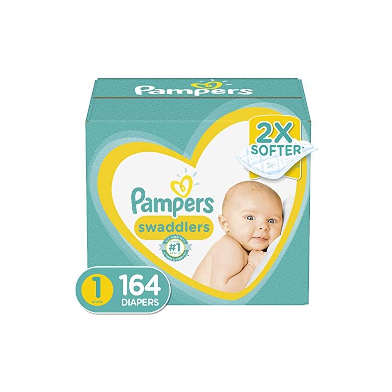 Diapers Newborn/Size 1 (8-14 lb) – Pampers Swaddlers Disposable Baby Diapers, Enormous Pack, Size 1, 164 Count (Pack of…