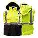 New York Hi-Viz Workwear J8512-XL Men's Ansi Class 3 High Visibility Safety Bomber Jacket With Zipper, PVC Pocket, Black Bottom (Extra Large, Lime)