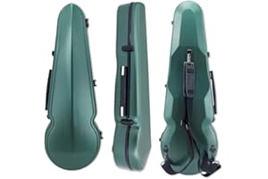 Vetimobato Viola Case 16 Inch, Adjustable Interior Fits for 15-16.5 Inch Violas, Carbon Fiber Hard Shell Ultra-Light & Shockproof with 2 Bow Holders, Humidity Control Travel Triangle Case (Green)