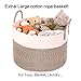 INDRESSME Cotton Rope Basket Extra Large Woven Basket for Blankets Toy Basket Baby Laundry Basket with Big Handles Rope Hamper Storage Bin for Organizer Toy Pillow Living Room, 21 D x 14 H Inches