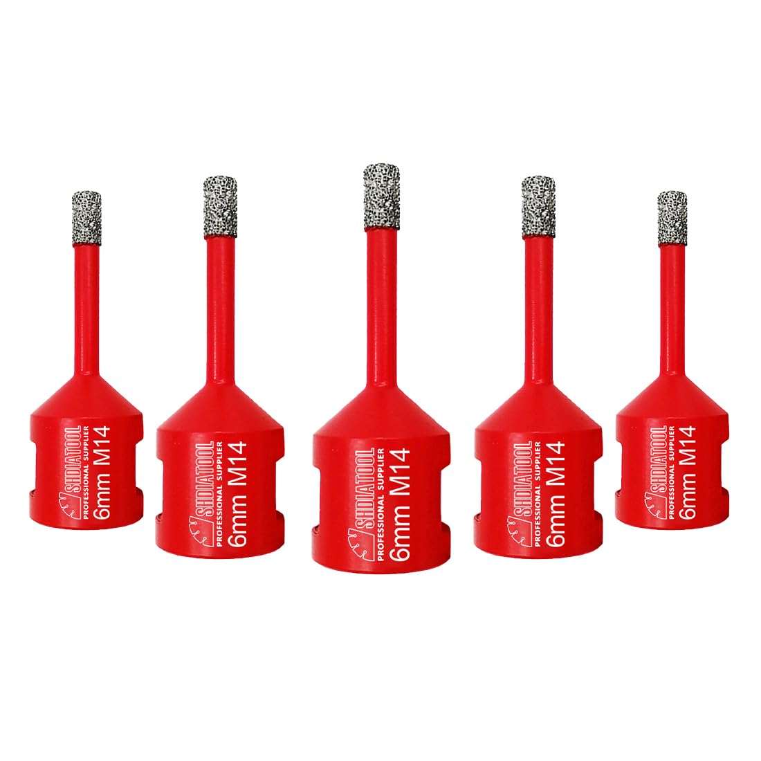 SHDIATOOL Dry Diamond Core Drill Bit 5pcs 6mm - Tile Drill Bit Porcelain Ceramic Tile Granite Marble Hole Saws with M14 thread