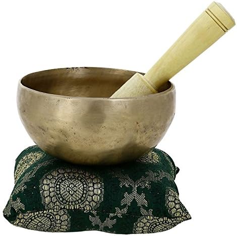 Indian Glance Handmade Tibetan Singing Bowl Set - Includes Singing Bowl, Cushion and Mallet - For Healing Meditation Prayer and Yoga
