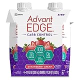 EAS AdvantEDGE Carb Control Protein Shake Strawberry Cream Ready-to-Drink, 17 g of Protein 11 fl oz Bottle, 12 Count