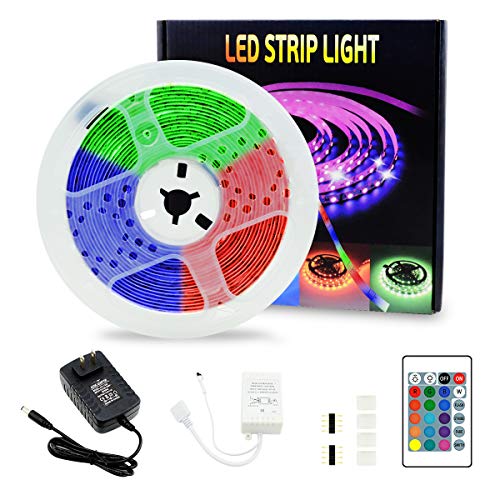 LED Color Light Strips with Remote 16.4ft Waterproof LED Color