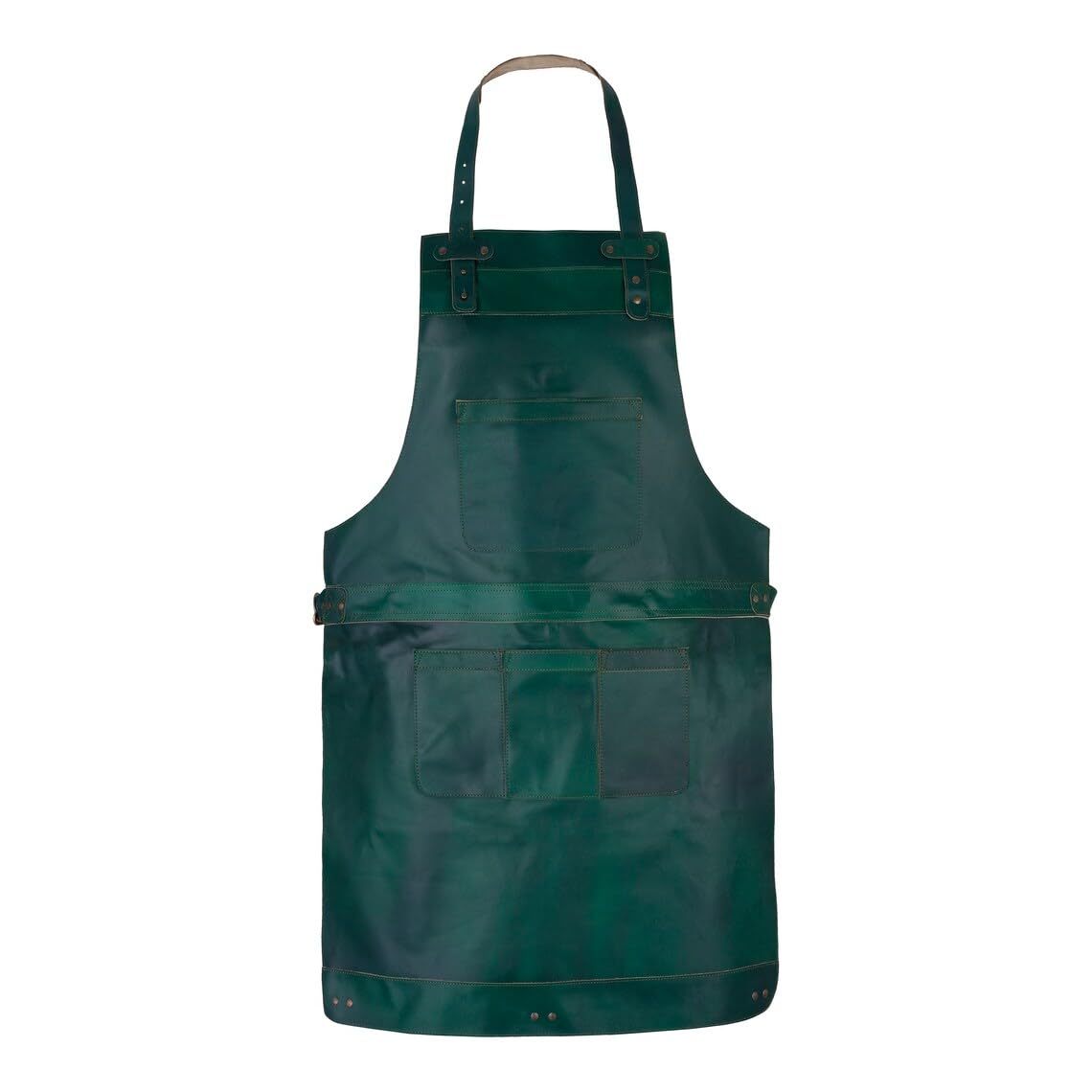 Dark Brown Leather Apron Butcher, Cook, BBQ, Cooking, Wood work, Cheff, BBq Grill Gift Apron (Green)