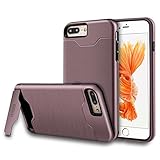 iPhone 7 Case, [Card Slot] [KickStand] bonsalay Dual Layer Soft TPU&Hard PC Shockproof Anti-Scratch Cases Cover with Hybrid Cover For Apple iPhone 7(2016)- Rose Gold