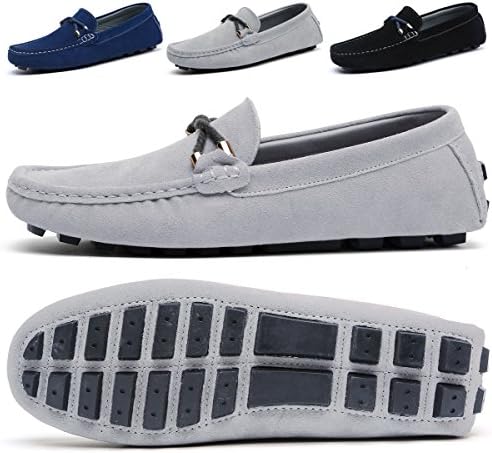SONLLEIVOO Men's Penny Loafers Moccasins Suede Casual Shoes Sneakers Loafers Slip On Flats Shoes(47,Grey)
