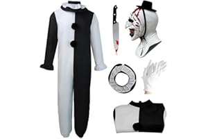 KUBERAS Kids Terrifying Costume Clown Costume Mask Killer Clown Halloween Cosplay Outfit for Boys Girls 4-14 Years