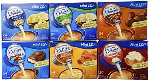 International Delight Mini I.D.'s Coffee Creamer Sampler 24 Count Box (Variety Pack of 6 Different Flavors, 1 Box of 24 of Each Flavor) 144 Single Serve Cups
