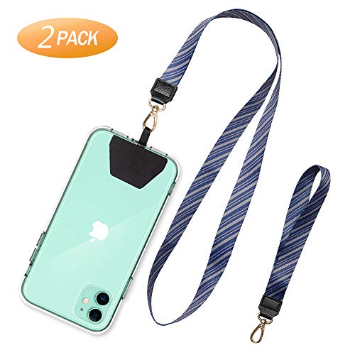 SHANSHUI Cell Phone Lanyard, 2 Pack Wonder Universal Phone Neck Strap Wirst Lasso Leash for Smartphone Safety Tether System - Blue