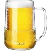 YMYL 16 Oz Glass Beer Mug with Handle, Classic Beer Steins for Freezer, Large & Heavy Beer Glasses for Wine Coffee Tea Cocktail