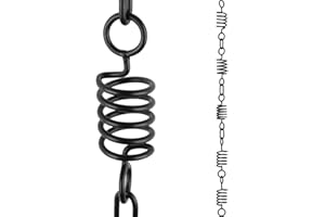 Rain Chains by JASINC 8.5 ft Spiral Wire Link Chain Black Powder Coated Aluminum, to Replace Roof Gutter Downspout, with Installation Kit, Rainwater Catcher/Water Diverter, JAS1003BLK