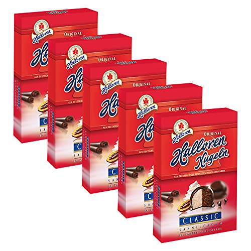 5er Pack Original Halloren Kugeln SAHNE-CACAO (5 x 125 g) - Motiv der Verpackung kann abweichen - Schokolade…
