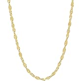 The Bling Factory 2mm-3mm 14k Yellow Gold Plated Twisted Singapore Chain Necklace