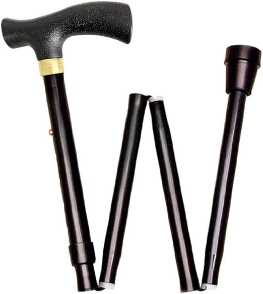 Folding Walking Stick, Adjustable Cane Aluminum Metal Collapsible Ergonomic Handle