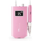 MakarttPro LuxuriaPro 35000 RPM Professional Nail Drill - 85W Brushless Motor | High Torque | Quiet &amp; Vibration-Free | Portable, Rechargeable &amp; Cordless Nail Drill for Technicians (Baby Pink)