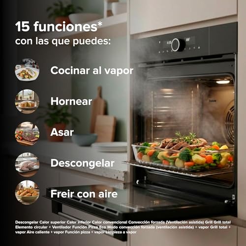 AVERA Horno eléctrico empotrable con vapor asistido 75 L, 220 V, 15 funciones integradas, Temperatura de hasta 250°, Temporizador con alarma, Panel digital, Control WIFI, Bloqueo infantil | HEL75V