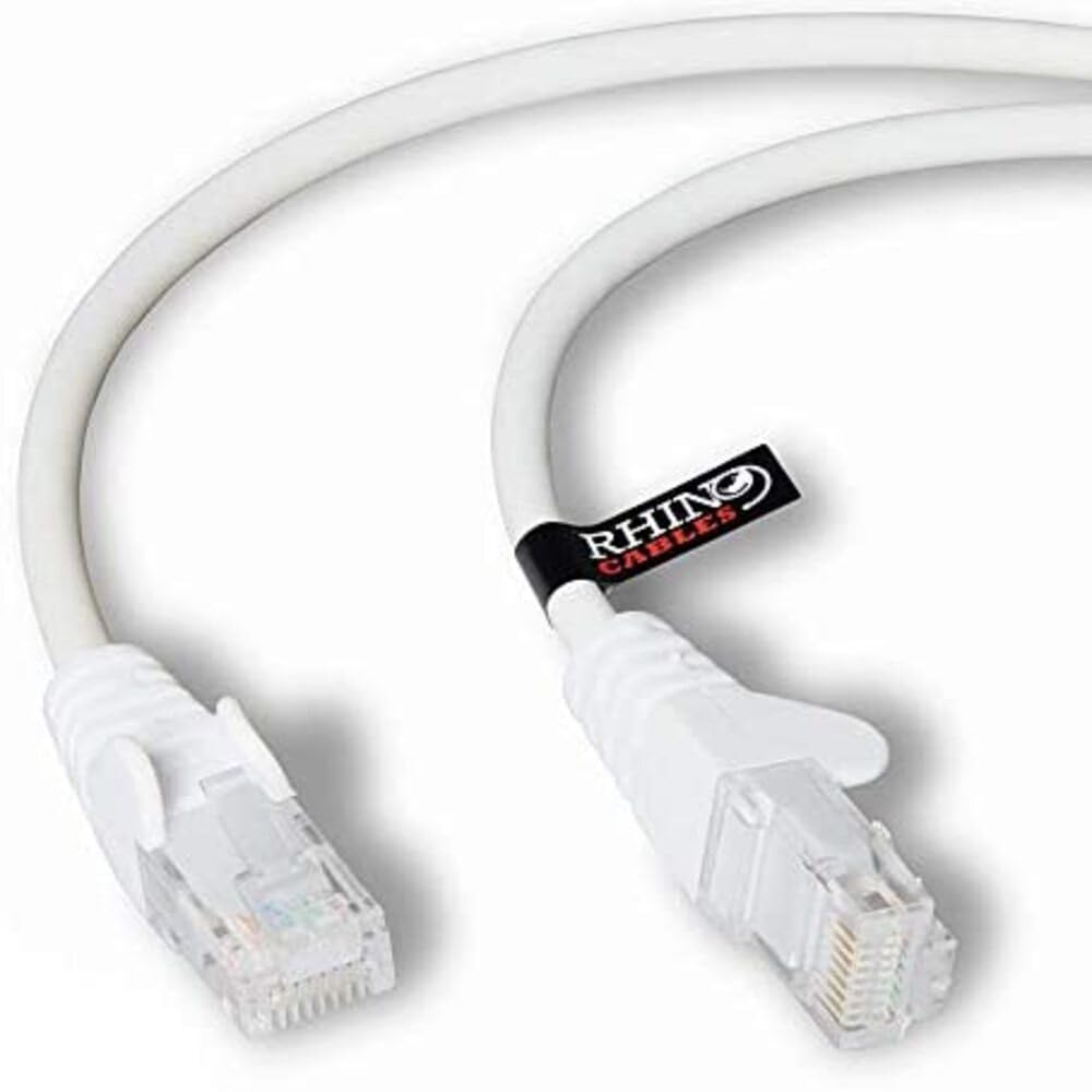 rhinocables CAT 6 High-Speed Gigabit Ethernet Cable - Patch Network Lead for LAN| Snagless UTP With LSZH Jacket | RJ45 Connector - Internet, Router, Modem, Smart TV, PC & More (40m, White, Pack of 1)
