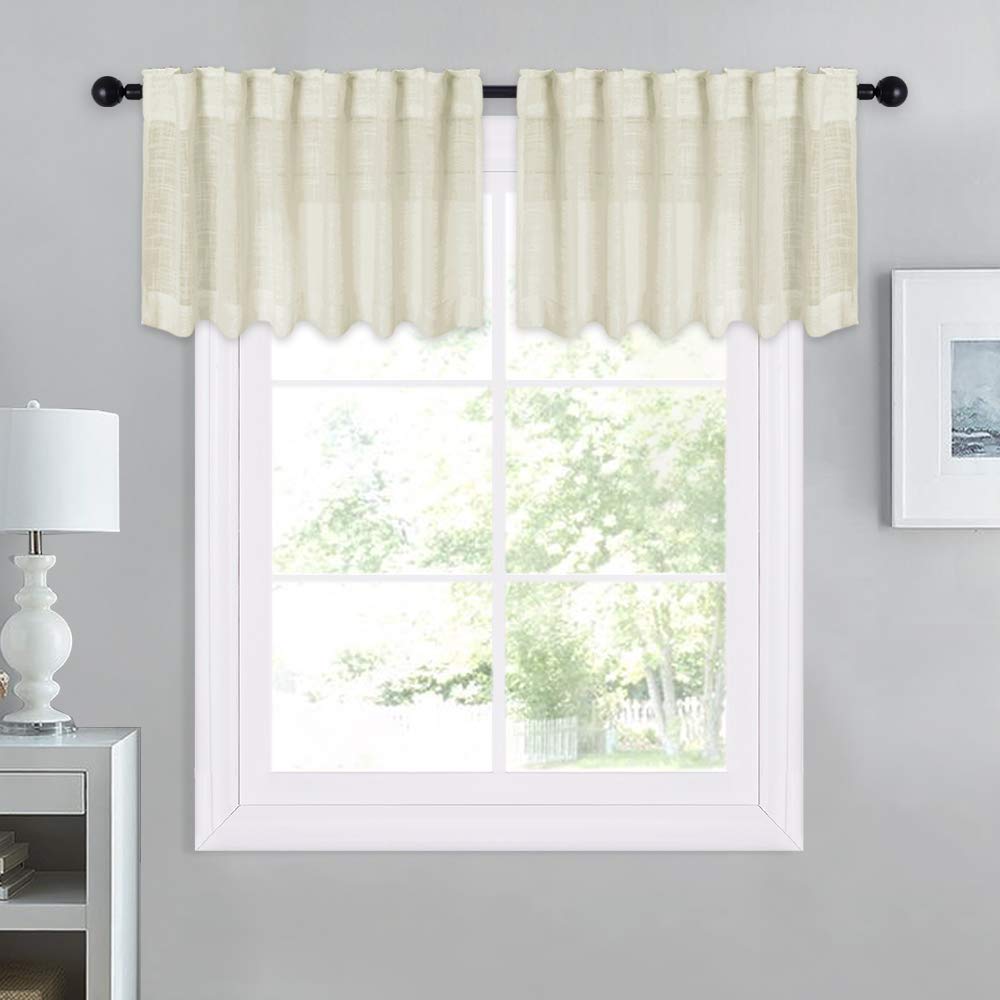 Best 3 Pieces Rod Pocket Kitchen Curtains Valance And Tiers (Cream)